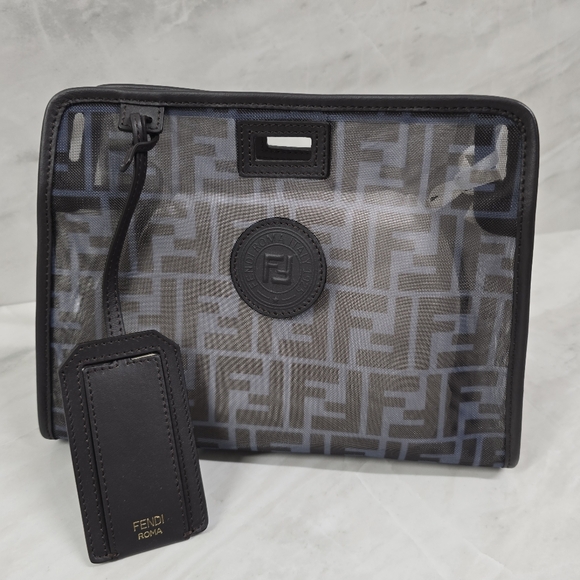 Fendi Azure/Zucca Print Black Mesh Bag - Picture 2 of 14